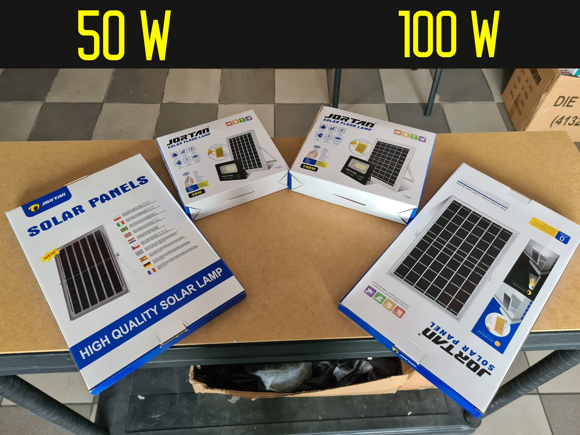Proiector Solar Jortan 50W, Lampa Incarcare Solara +Panou Solar