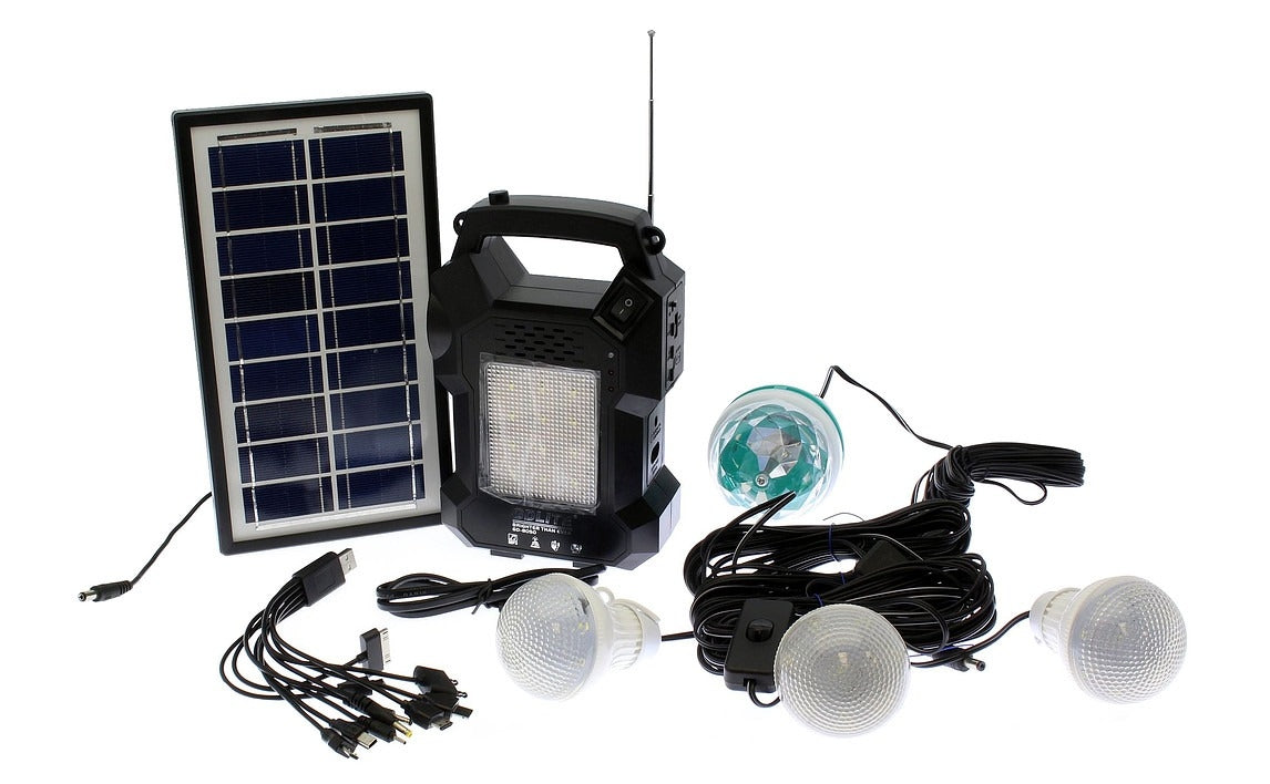 Kit Iluminare cu Lanterna Incarcare Solara si Functie Radio Mp3 GD8050