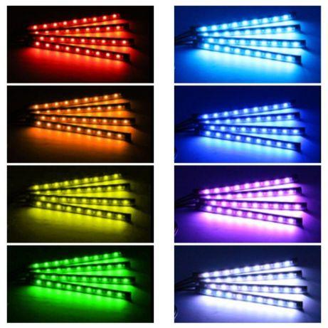 Lumini ambientale auto Kit interior LED RGB cu telecomanda
