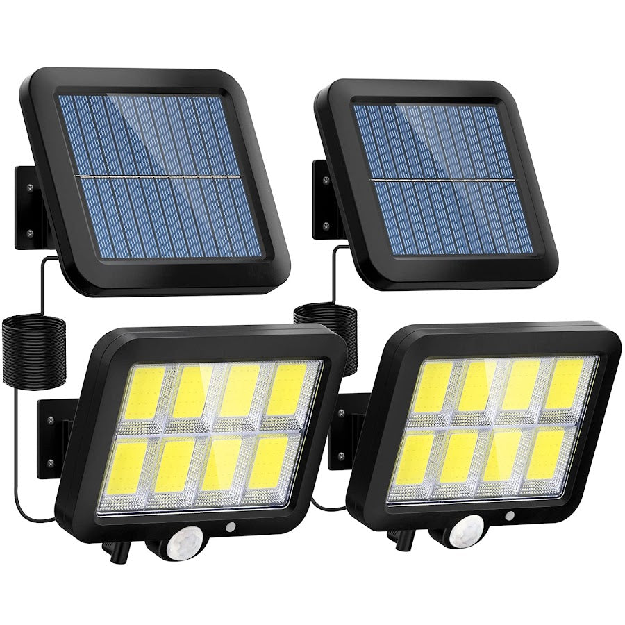 Set 2 x Proiector solar 160 LED 8 COB senzor de lumina si miscare